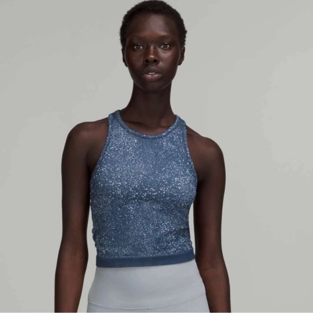 Lululemon | Ebb to Street Cropped Tank Distorted Noise Mineral Blue Size 2